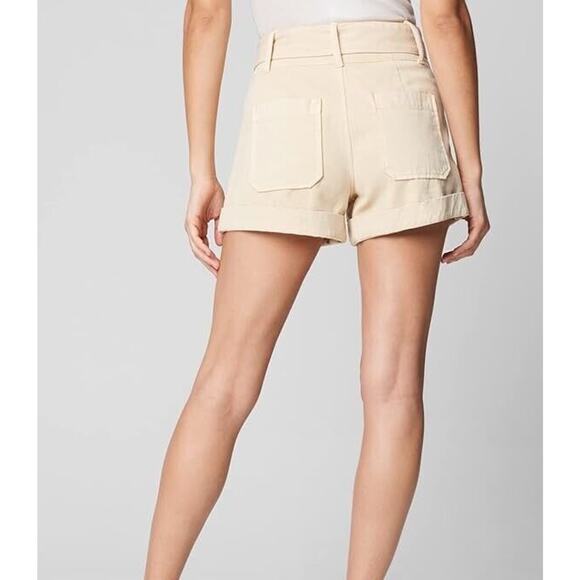 BLANKNYC Exposed Button Twill Self Belted Cuffed Cargo Shorts Camel Size 28 NWT - Picture 3 of 13